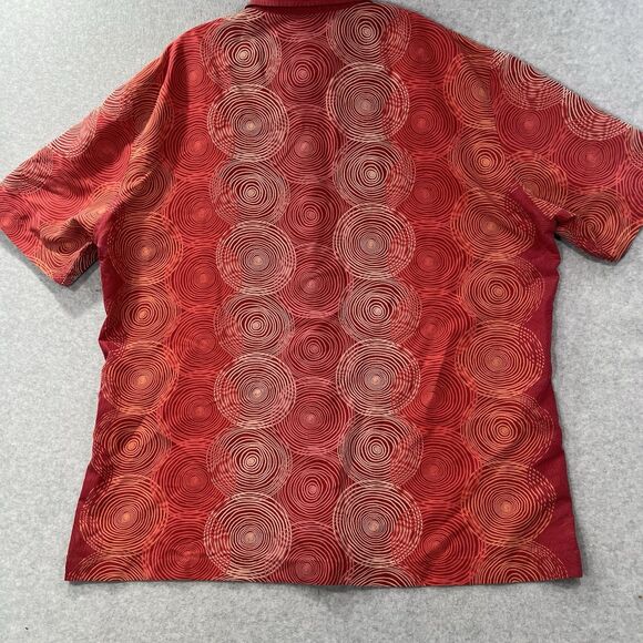 Haupt Germany Camp Shirt circles Abstract red XL 17.5 Men short sleeve - Picture 2 of 13